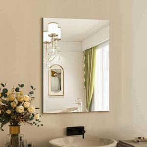 Mirrorons Bathroom Mirror 20"x 28", Bathroom Mirrors for Vanity, Bathroom Wall Mirror with Frameless Polished Edge for Bedroom, Living Room, Entryway, Shatterproof (Horizontal/Vertical) (Right Angle-upgrade)