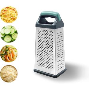 Box Grater, 4 Sided Stainless Steel Cheese Graters with Handle, Food Grater for Kitchen, Cheese Slicer for Food Vegetables Potatoes Carrot