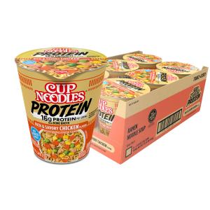 Nissin Cup Noodles Protein Ramen, Chicken Flavor with Bone Broth, 16g Protein, 2.54 Ounce Cup (Pack of 6) (EXP 11/06/26)