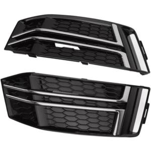 Compatible with Sline for A4 B9 2016 2017 2018 Car Front Grille Fog Light Lamp Grill Lamp Cover Trim Left Right 8W0807681F 8W0807682F Fog Light Grille(Chrome Black)
