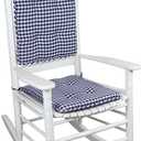 Klear Vu Porch Rocking Chair Cushion Set for Indoor and Outdoor Use, Assembled in the USA, Easy to Clean Stylish Seat and Back Pads with Fabric Ties, 20" x 17" x 2", Gingham Navy