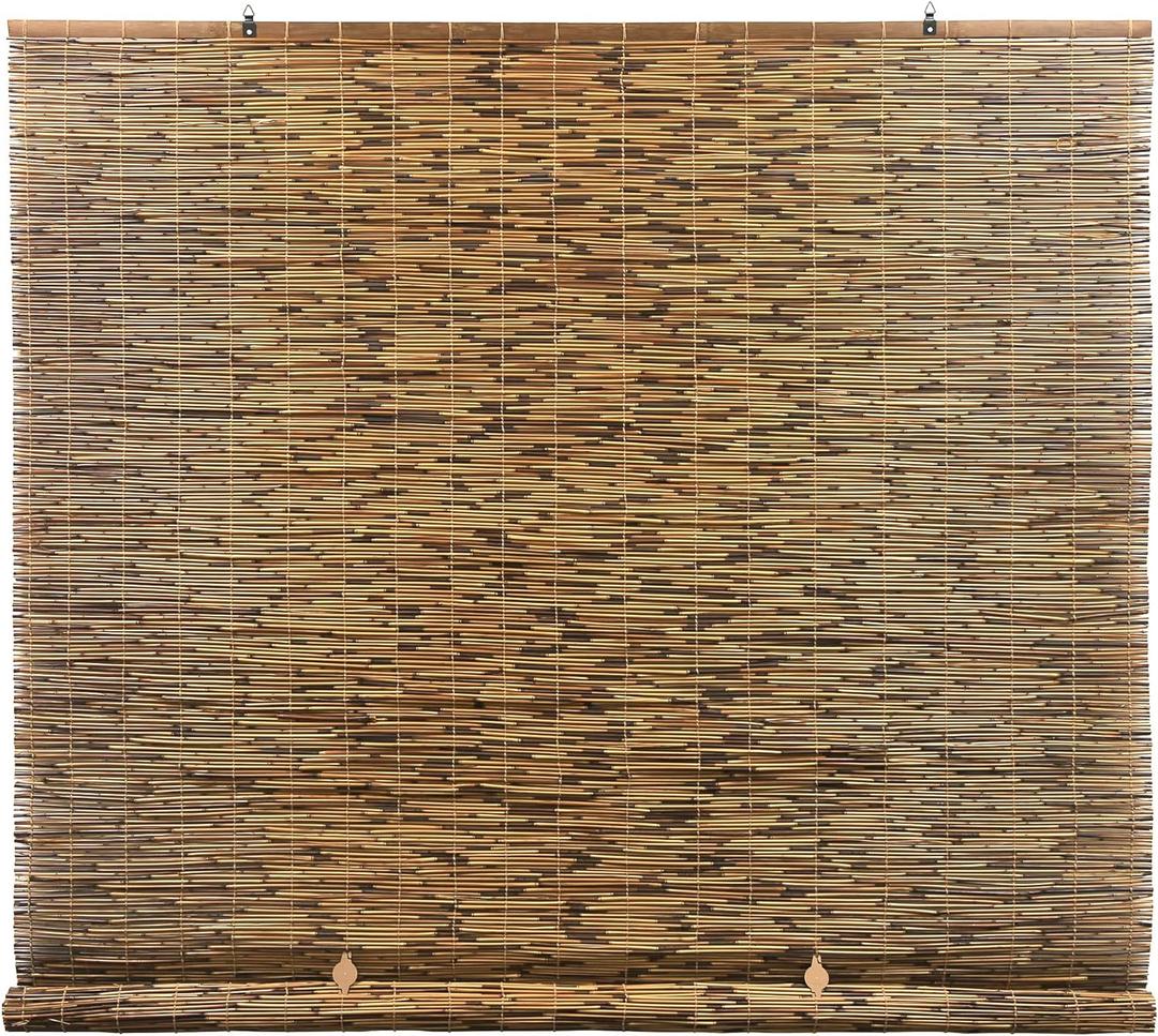 Radiance Cordless Bamboo Blinds - Waterproof Roller Shades for Porch, Patio & Interior Windows - Roll-up Bamboo Shades for Inside Mount - Indoor & Outdoor Privacy Screen - Cocoa, 48"W x 72"L, 3370748E