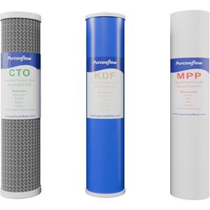 20" x 4.5" Heavy Metals Reduction Whole House Water Filter Replacement Set, 3-Stage Heavy Duty System with PP Sediment, Advanced KDF & Standard CTO Carbon Block, Fits All 20" Housings