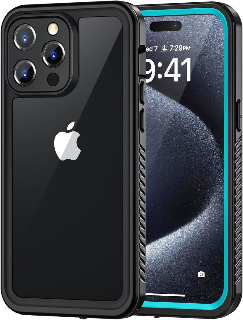 Lanhiem for iPhone 15 Pro Case, IP68 Waterproof Dustproof Shockproof Cases with Built-in Screen Protector, Full Body Protective Heavy Duty Rugged Phone Cover for iPhone 15 Pro - 6.1 inch (Blue)