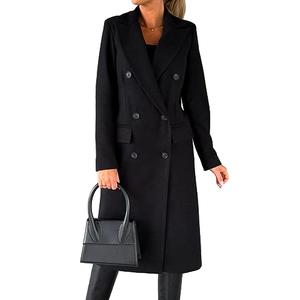 IDEALSANXUN Black Peacoat Womens Winter Coats for Women Long Pea Coat Trench Ladies Double Breasted Fall Warm Fashion Outfits, Black, XL