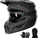 ILM Youth Dirt Bike Helmets Kids ATV Helmet Motorcross BMX Off Road Motorbike with Goggles Gloves Mask DOT Model MT601Y (Matte Black, Youth-X Large)