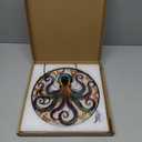 Octopus Stained Glass Window Hanging, 9.8 Sun Catcher Glass Panel Ocean Theme Wall Art Decor with Chain, Birthday Gift for Sons, Daughters, Grandson