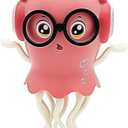 Tipmant Baby Toddler Electric Jellyfish Toys Cute Electronic Octopus Animal Vehicle Car, Dance, Crawl, Music, Luminous Lights, Kids Teens Adults Gifts (Rose red)