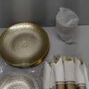 Rubtlamp 175 Pcs Plastic Dinnerware Set (25 Guests), Clear And Gold Plastic Plates, Hammered Party Plates Include Dinner Platos, Dessert Platos, Cups, Gold Cutlery Set And Napkins for Party
