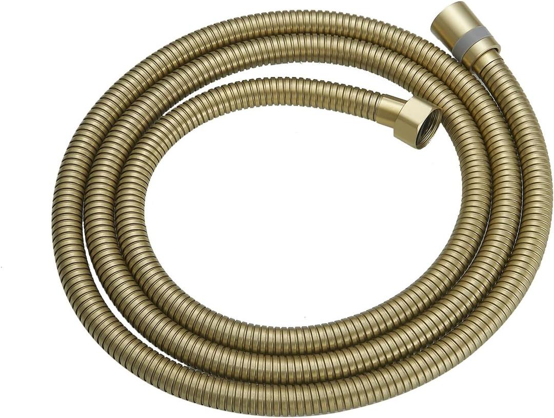 BWE Brushed Gold 70 Inch Brass Fittings Extra Long Flexible Stainless Steel Replacement Handheld Shower Hose