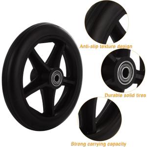 2 Pcs 6 Inch Walker Wheels Replacement, Solid Wheelchair Front Wheels, Anti-Slip Rollator Replacement Wheels for Wheelchairs, Rollators, Walkers