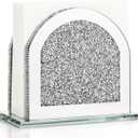 Crystal Napkin Holder for Table, Silver Crushed Mirror Vertical Napkin Dispenser for Kitchen, Dining, Bathroom, Bar, Banquet, Restaurant