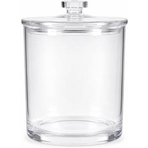 ForPro Clear Acrylic Apothecary Jar with Lid, 60 Oz Shatterproof Bathroom Vanity Organizer, Cotton Ball Holder, Qtip Storage Container Canister for Kitchen, Laundry, Office Decor, 7.75" x 5"