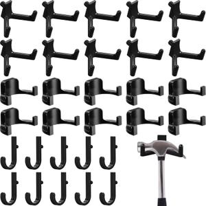 30 Pcs Storage Shed Tool Hooks Shed Accessories Compatible with Suncast/Craftsman J/U/V Shaped Tool Hanger Shelves Garden Garage Storage Organization Accessories for Hanging Shovel Rake (Black)
