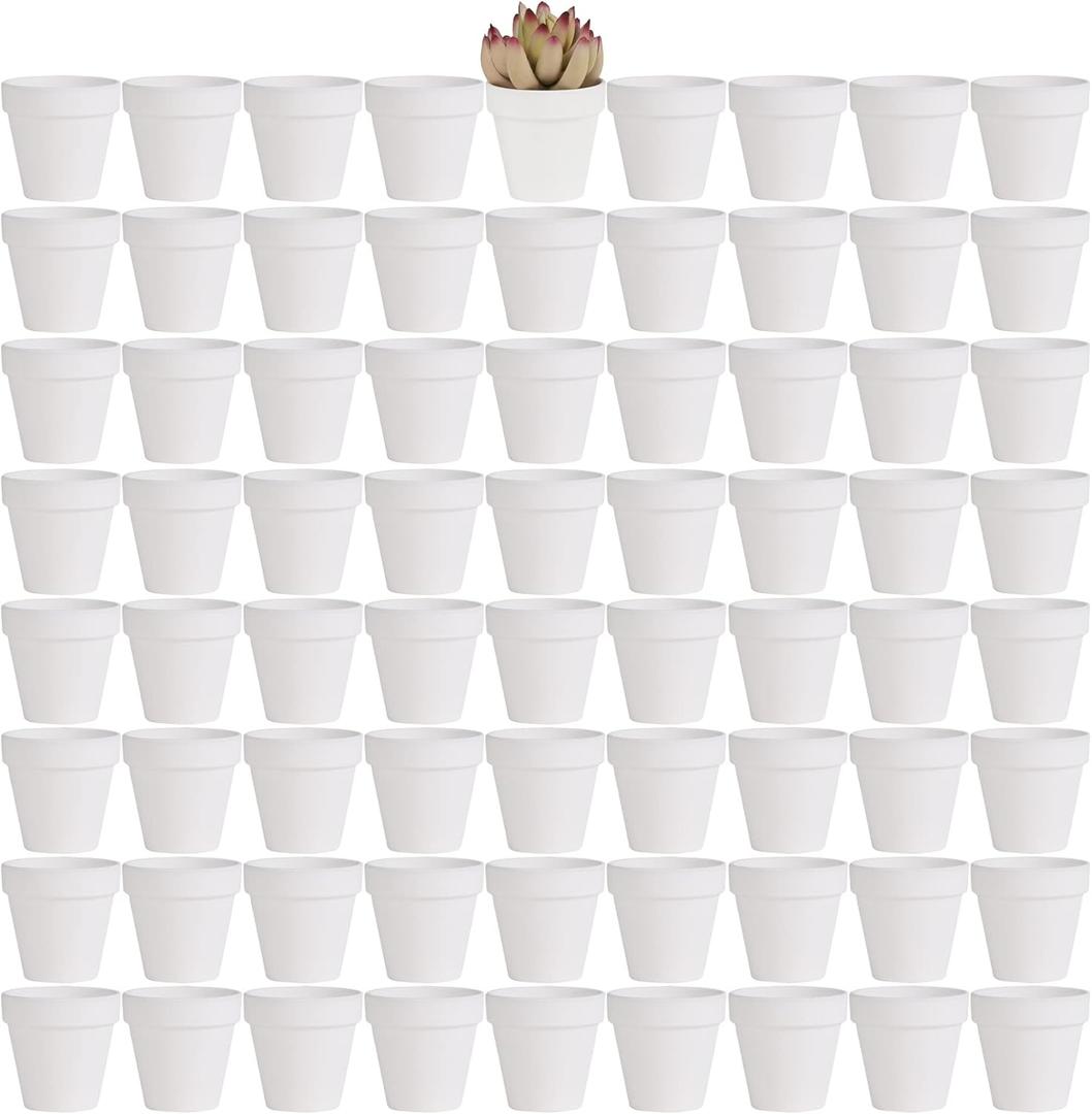 Yishang 72 pcs Small Mini White Clay Pots, 2.5'' Terracotta Pot Clay Ceramic Pottery Planter,Cactus Flower Terra Cotta Pots,Succulents Nursery Pots,with Drainage Hole,Great for Crafts,Wedding Favor
