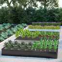 DIIYIV 2PCS 12x4x1FT Galvanized Raised Garden Bed Kit,Vegetable Boxes-Rectangle Metal Flower Box,Large Planter Raised Beds Outdoor Garden for Planting,Fruit,Herb-Black