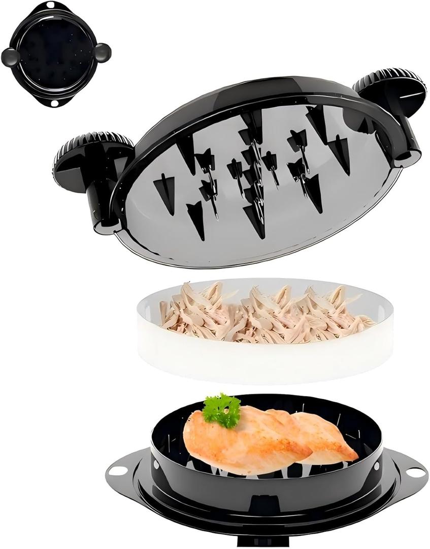 Chicken Shredder Meat Shredder Tool Twist Large - Chicken Breast Shredder Tool with Stainless Steel Spikes Shredding Tool for Shredded Chicken Beef Pork Kitchen Gadgets Essentials (Black&Black)