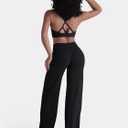 Sunzel Women's Butt Lifting Wide Leg Yoga Pants High Waist Tummy Control No Front Seam Straight Leg Workout Gym Bottoms (Black, L)