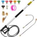 22 FT Telescoping Pressure Washer Wand with Power Washer Extension Wand, Gutter Cleaner Attachment, 5 Spray Nozzle Tips and 2 Hose Inlet Adapters