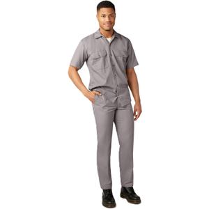 Dickies Mens Short Sleeve Work Shirt  Durable Twill Button Down Shirts for Men, Lightweight Uniform for Daily Wear (X-Large, Silver)