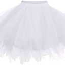Girls Tutu Skirts Layered Tulle Princess Dresses Sparkle Tutu (5-8 Years, White)