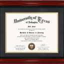 GMFrames 8.5x11 Diploma Degree Frame with Mat or Display 11x14 Certificates without Mat,Solid Wood,Cherry Finish with Intricate Black Rope Detail,UV Protection Acrylic