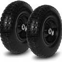 Taifa 2 PCS 13 Inch Rubber Solid Flat Free Replacement Tires and Wheels 4.00-6 with 5/8'' Axle Bore Hole, Air Less Wheel for Wheelbarrow/Wagon/Hand Truck/Trolley/Garden Scooter etc.