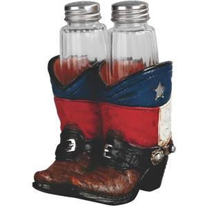ICE ARMOR 5" H Texas Boots Salt & Pepper Shaker Holder Statue Sculpture Ornament Decoration Home/Room Decor Ideas for Housewarming, Holidays and Birthdays Great Collectible Addition