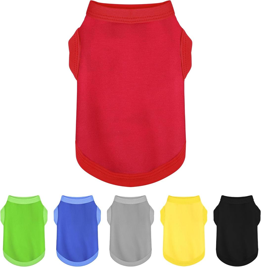 Elevate Your Dog's Fashion Quotient with Colorful and Breathable Sleeveless Cotton Shirts! Perfect Pet Apparel for Small to Medium Dogs Red M (M-(8~14lb) | Chest(~18.1"))