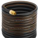 Giraffe Hybrid Garden Hose 5/8" x 75ft, Custom Length, NO Kink, Flexible, Leakproof Hose with Male to Female Fittings, 600 Burst PSI (Black and Orange)