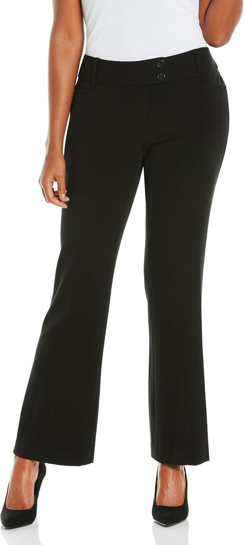 Rafaella Women's Curvy Fit Gabardine Bootcut Dress Pants (Black, 12 Short)