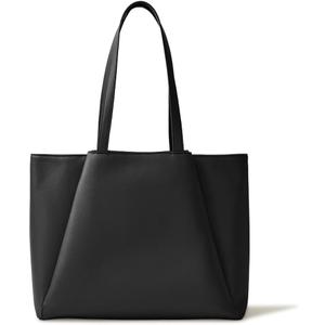 Work Tote Bags for Women 15.6 Inch - Laptop Tote Bag with Zip Compartments - Large PU Leather Office Purse Computer Briefcase (Black)