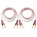 1 Pair 13AWG Audiophile Grade Speaker Wire with pre-Connected Dual Gold Plated Banana Plug Tips - Oxygen-Free Copper (OFC) Construction (2M(6.6FT))