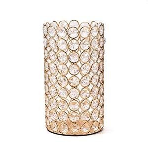 VINCIGANT Gold Cylinder Crystal Candle Holders/Hollow Flower Vase Centerpieces for Dinning Room Coffee Table Decoration,Wedding/Anniversary/Housewarming