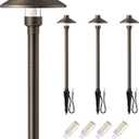 EDISHINE Solid Brass Low Voltage Landscape Lighting with G4 Bulbs 4 Pack, 22" Tall