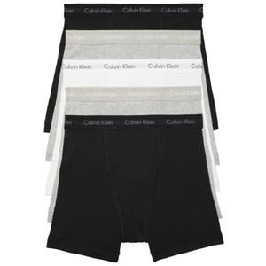 Calvin Klein Men's Cotton Classics 5-pack Boxer Brief, 2 Black, 2 Heather Grey, 1 White, Medium
