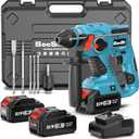 Seesii Cordless SDS-Plus Rotary Hammer Drill for Concrete, 2 × 4.0Ah Batteries, Includes 3 Drill Bits, Flat & Point Chisels, Lightweight Power Tool for Home Improvement, DIY & Masonry