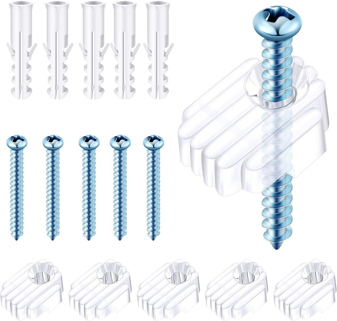 Blulu 20 Pack Mirror Holder Clips for 6 mm in (6/25) Glass Mirror Hanging Kit for Wall Mounting Hanging Retainer Fasteners with Screw and Anchors for Fixing Cabinet Door(Basic Style)