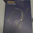 Bluetooth Headphones Wireless Headset with Mic for Work-V5.3 Computer Headsets with Noise Reduction Microphone, 2.4Ghz USB Dongle & Mute Button for PC, Laptop, Office, Home (Black)