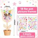 Tellingyou 18 Pcs Spring Craft Bulk Mothers Day Crafts for Kids Classroom Spring Flower Picture Frame Kit Flower Pot DIY Wood Picture Frames with 2 Gems Stickers Gift for Family Kids(Tulip Shape)