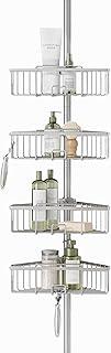 Zenna Home Tension Pole Shower Caddy, 4 Basket Shelves, Adjustable, 60 to 108 Inch, Satin Nickel