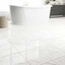 20-Pack Peel and Stick Floor Tiles Vinyl Floor 12 x 12 inch Self Adhesive Waterproof Glossy Flooring Planks DIY for Bathroom, Kitchen, Living Room, RV, Cover 20 Sq. Ft, Polish White Marble
