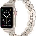 Moolia Elegant Metal Strap Compatible with Apple Watch Band 42mm 44mm 45mm 46mm 49mm Metal Fashion Women Replacement Strap Bracelet for iWatch Series 11/10/9/8/7/6/5/4/3/2/1/Ultra(1/2/3) Starlight