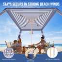 Beach Cabana, 8 x 8 ft Large Pop Up Beach Canopy Tent Sun Shelter for 6-8 Person Family, UPF 50+ UV Protection Beach Shade with Sidewall & Sandbags, Windproof Reinforced Poles for Beach Camping