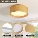 WINGBO 15.7" Modern 3-Light Flush Mount Ceiling Light Fixture with Fabric & Acrylic Double Drum Shade for Bedroom Living Room Dining Room Hallway Entryway, Brown, Medium