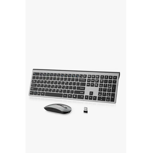 seenda Wireless Bluetooth Keyboard and Mouse Combo, SKM643 Rechargeable Slim Quiet Keyboard Mouse, 3 MultiDevice Connection, Compatible for Windows, Mac, MacBook, iPad, Tablet, Black Gray