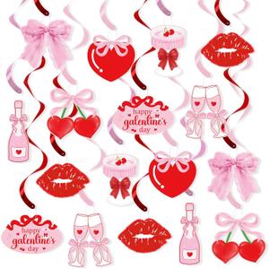 Galentines Day Party Hanging Swirls Decorations, Happy Galentines Day Party Swirl Ceiling Supplies, Girls Night Galentine's Gang Valentines Day Party Photo Backdrop Ladies Galentines Theme Supplies
