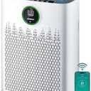 ECOSELF Smart Air Purifier for Home Large Rooms, with WiFi Control, Covers Up to 2400 Ft², Smart Mode, AQI Display, 22dB Sleep Mode & Aromatherapy with 2X-Power Filtration, HAP603WF, Bright White