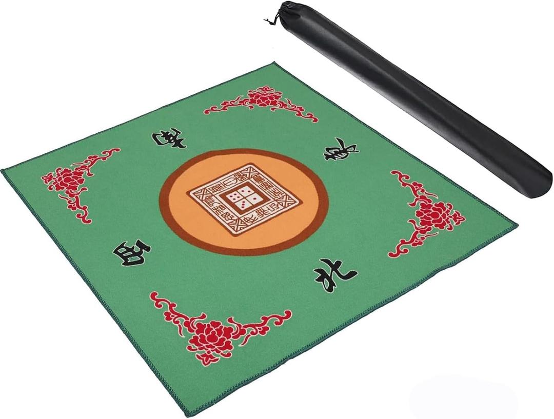 Mahjong Mat, Anti Slip and Noise Reduction Table Cover for Mahjong, Poker, Card, Board & Tile Games (Green, 31.5 inches)