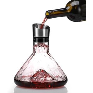 Iceberg Wine Decanter, Red Wine Carafe with Built-in-Aerator, Wine Aerator, Wine Gifts for Christmas, Stainless Steel Pourer Lid, Filter, 100% Hand Blown Lead-free Crystal Glass